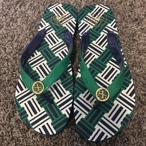 BCBG Blue & Green Flip Flops